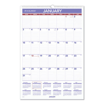 AT-A-GLANCE® Erasable Wall Calendar, 15.5 X 22.75, White Sheets, 12-month (jan To Dec): 2022 freeshipping - TVN Wholesale